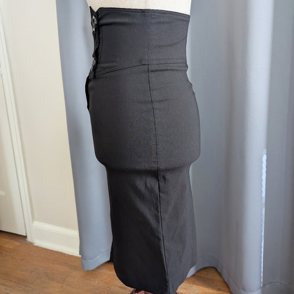 black high waisted sailor nautical pin-up pencil/wiggle skirt LARGE, EUC - Picture 8 of 10